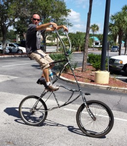 Chris Moore riding his custom bike