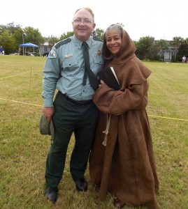 Fort Clinch Park Superintendent Ben Faure and Museum Volunteer Coordinator Thea Seagraves survey the festivities.