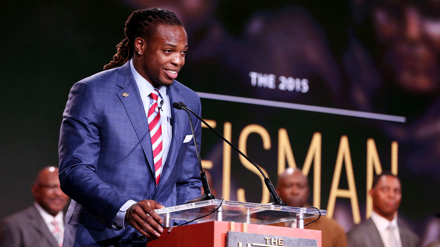 Yulee's own Derrick Henry accepting the 2015 Heisman Trophy. (source: NPR.orf)
