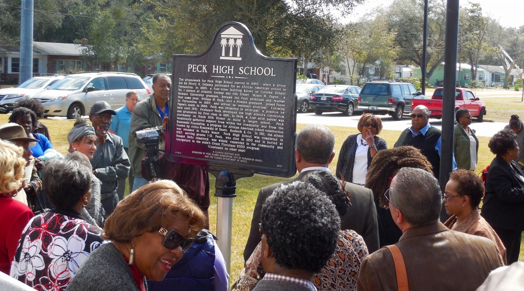 The city's latest state historic marker was unveiled outside the Peck Center on February 19, 2016.