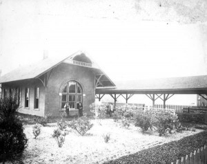 Historic train depot with original platform.